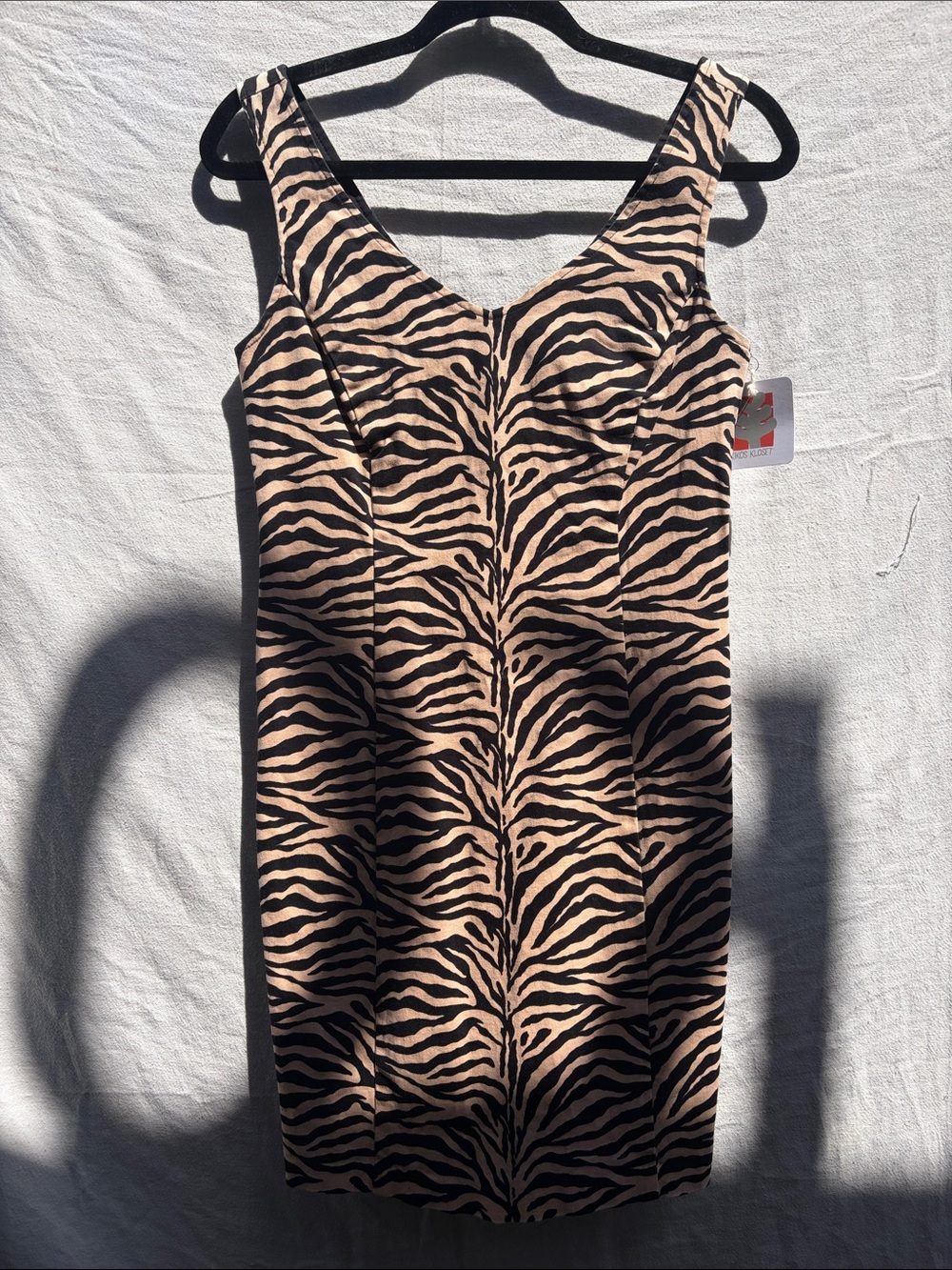 Beige and Black Zebra Print Sleeveless Dress